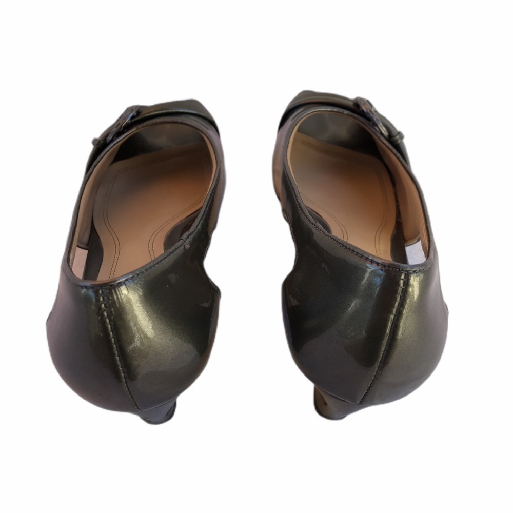 Trotters Silver Leather Peep Toe Low Heels Dress Shoes Size 8.5M - Picture 6 of 13